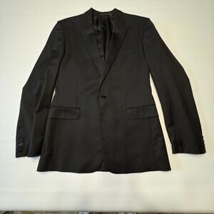 BLK DNM NYC Men's Tux Jacket 1 - Black Wool Peak Lapel Tuxedo Blazer - Size 52